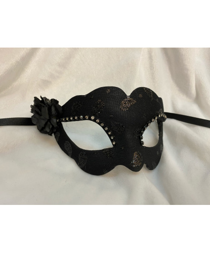 Черная маска Fiore с узором, пластик, ткань, стразы (Италия)