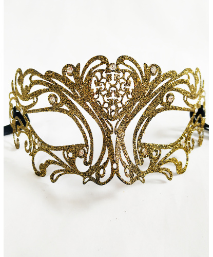 Золотая маска с блестками Maschile, металл, блестки (Италия)