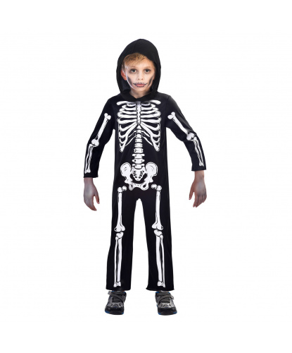 Костюм Скелет для мальчика: комбинезон с капюшоном (Германия)