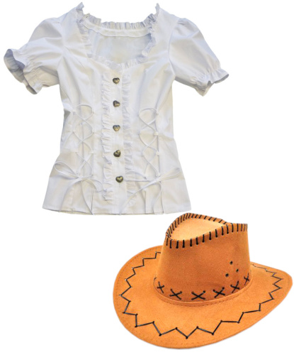 Женский набор ковбоя (белая рубашка и шляпа): рубашка, шляпа (Германия)