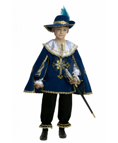 Костюм Мушкетер (синий): накидка с рукавами и воротником, бриджи, шляпа (Россия)