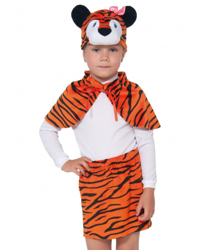 Детский костюм Тигрица: пелерина, юбка с хвостиком, шапка (Россия)