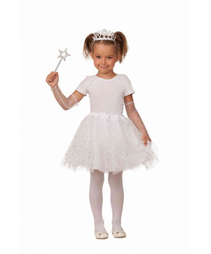 Карнавальный набор Принцесса-снежинка (белый): юбка, диадема, митенки,палочка (Россия)