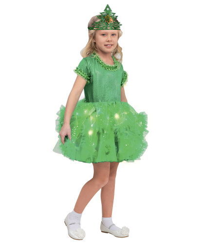 Детский костюм Елочка красавица: платье со светодиодами, корона (Россия)