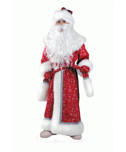Детский костюм Дед Мороз: шуба, шапка, пояс, варежки, борода (Россия)