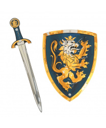 Синий щит и меч рыцаря "Золотой лев"