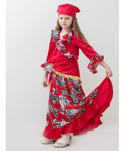 Карнавальный костюм для взрослых Цыганка, красный с желтым, 48 размер фото