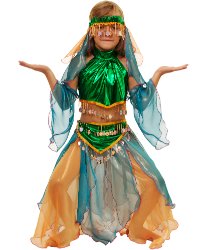 Восточный костюм Шахерезады в изумрудном для девочки