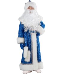 Костюм Дед Мороз плюш синий для мальчика
