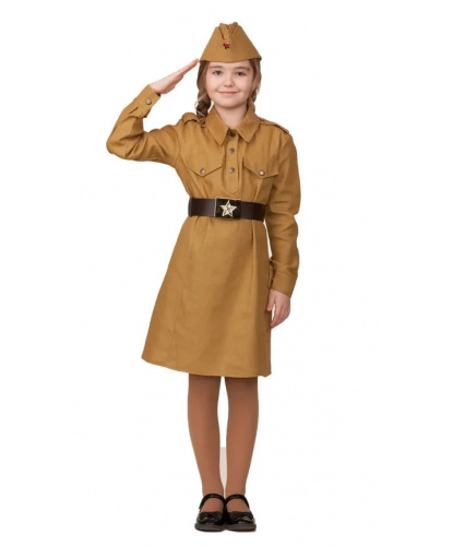 Детский костюм Солдатка: платье, пилотка, ремень (Россия)