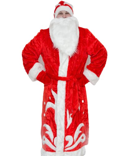Костюм Деда Мороза: шуба, пояс, шапка, варежки, борода (Россия)