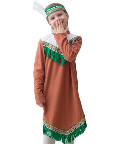 Костюм Индеанка: Повязка с перьями, платье (Россия)