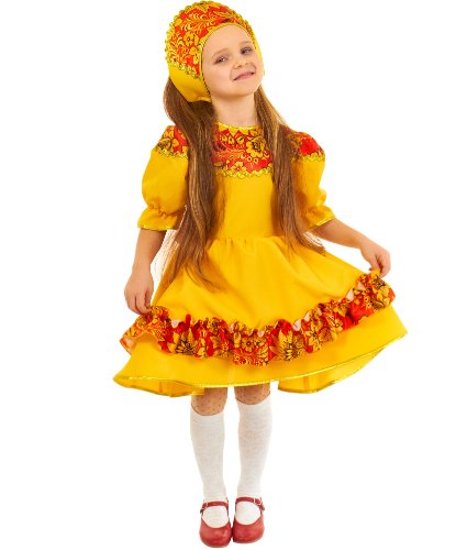 Карнавальный костюм Хохлома для девочки: Платье, кокошник (Россия)