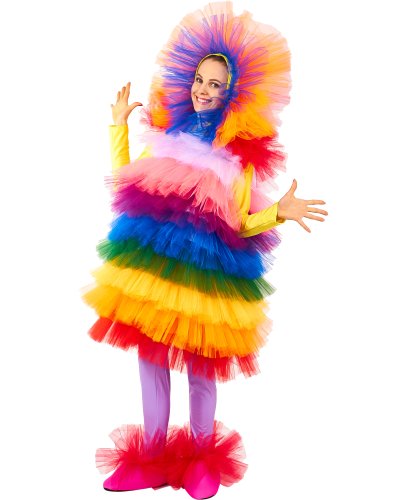 Карнавальный костюм Радуга: Кофта с капюшоном, лосины, туника, бахилы (Россия)