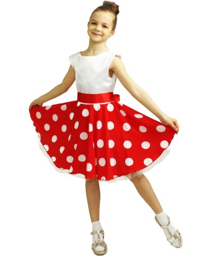 Карнавальное платье стиляги для девочки: Платье с вшитым подъюбником, пояс (Россия)