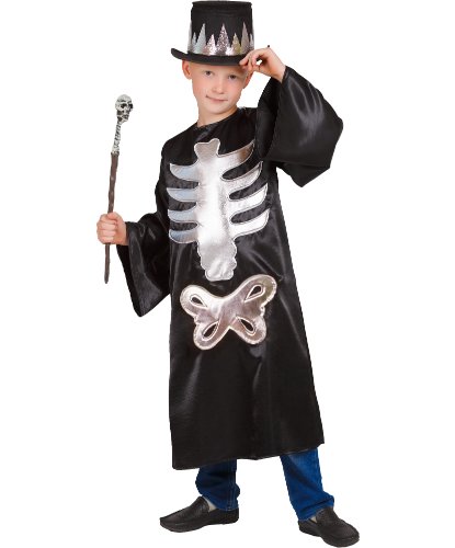 Карнавальный костюм Кащей Бессмертный для мальчика: головной убор, туника, палка с черепом (Россия)