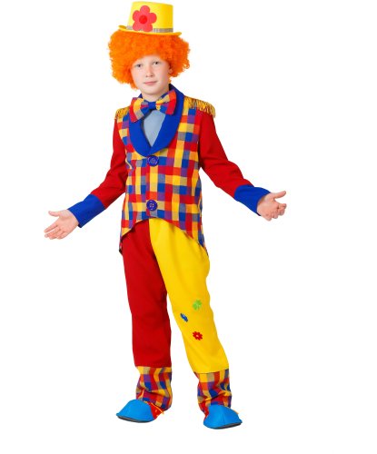 Детский костюм Клоун Степа: головной убор, галстук-бабочка, жакет, брюки (Россия)