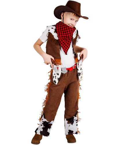 Детский костюм Ковбой Гарри: головной убор, платок, жилет, брюки, 2 пистолета, 2 кобуры на ремне (Россия)