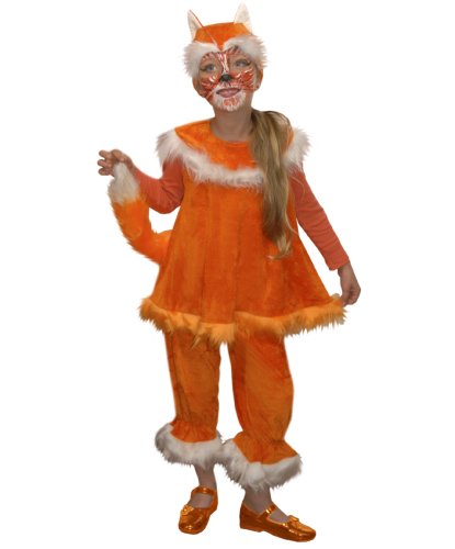 Детский костюм рыжей Лисички: головной убор, платье, брюки (Россия)