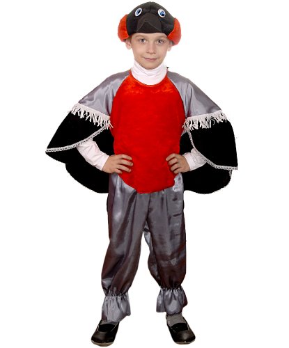 Карнавальный костюм Снегиря: головной убор, кофточка, брюки (Россия)