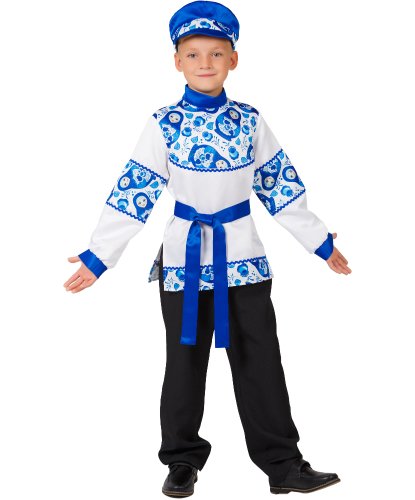 Национальный костюм Забава мальчик: головной убор, сорочка, пояс, брюки (Россия)