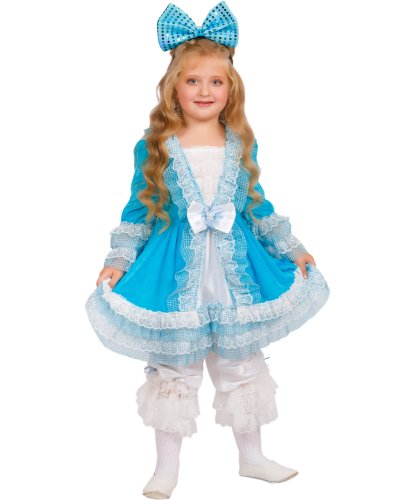 Детский костюм Мальвины из сказки: бант, платье, панталоны (Россия)