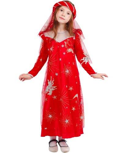Детский костюм Принцесса Изабелла красный: головной убор, платье (Россия)