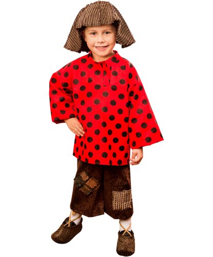 Костюм Домовёнка на мальчика: головной убор, сорочка, брюки, текстильная имитация обуви (Россия)