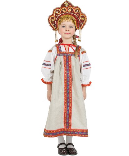 Детский сарафан Забава серый из льна: сарафан (Россия)