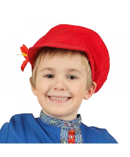 Детский Картуз из льна красный (Россия)