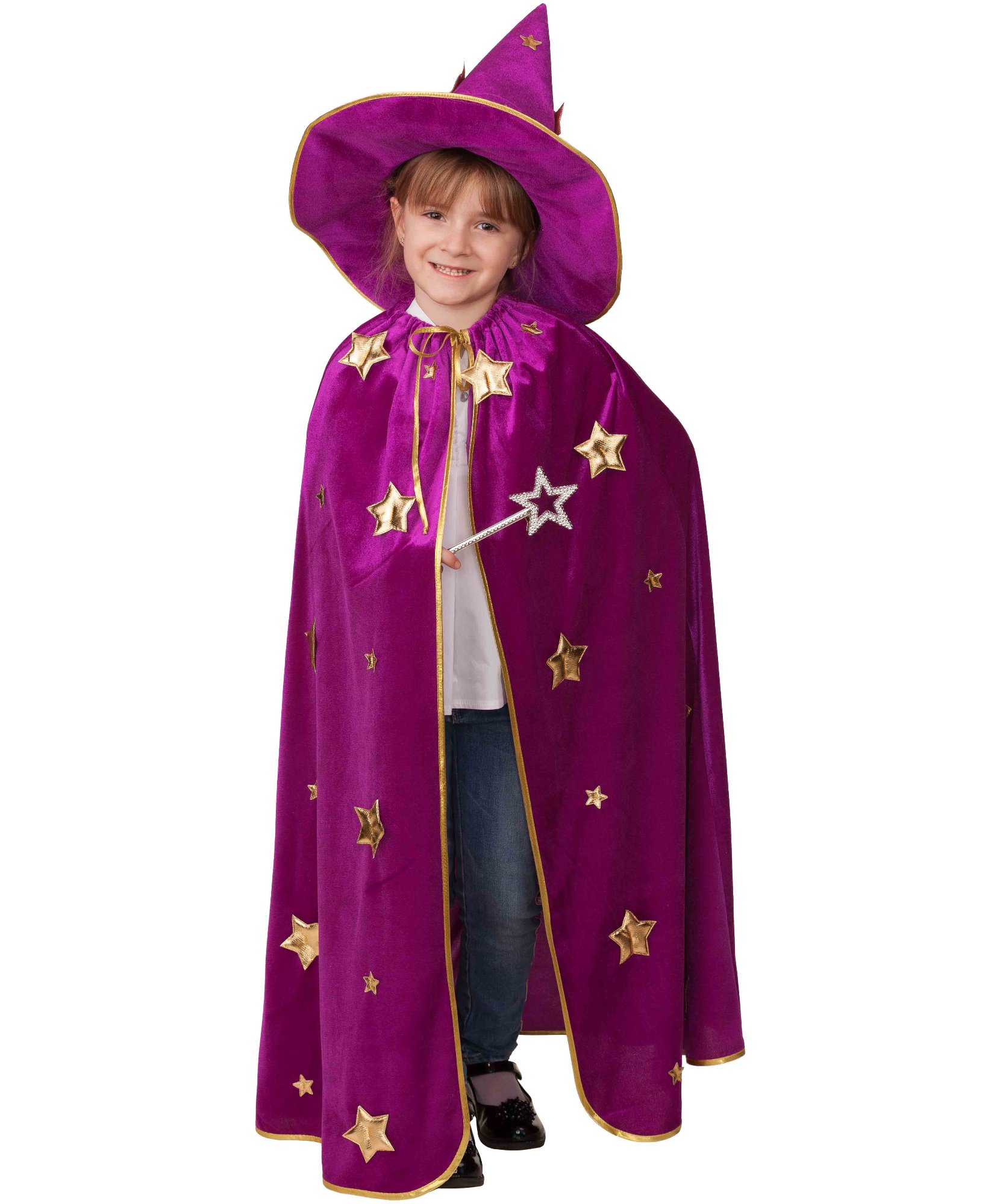 Плащ Звездочета велюр для мальчика: плащ, шляпа, волшебная палочка ...