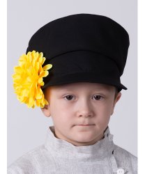 Картуз детский черный с желтым цветком