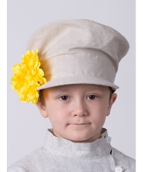 Картуз детский бежевый с желтым цветком