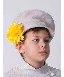 Картуз бежевый подростковый с жёлтым цветком