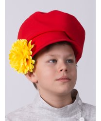 Картуз красный подростковый с жёлтым цветком