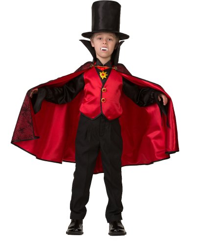 Костюм Дракула красный для мальчика: Рубаха с жилетом, плащ, шляпа, медальон звезда (Россия)