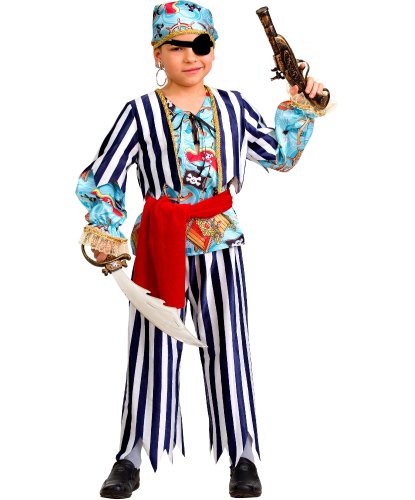 Костюм Пират сказочный для мальчика: рубашка, жилет, бриджи, пояс, бандана, набор Пирата, мушкет (Россия)