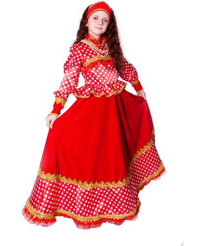 Славянское нарядное платье Любава для девочки: Платье, кокошник (Россия)