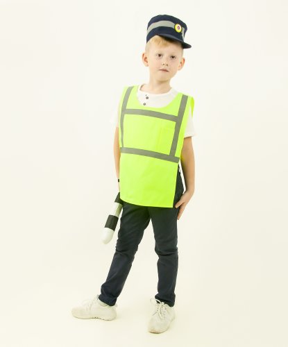 Детский костюм Инспектора ДПС: жилет, кепи, жезл (Россия)