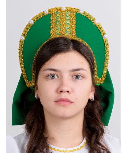 Кокошник Рита с бантом зеленый (Россия)