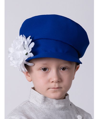 Картуз детский синий с белым цветком (Россия)
