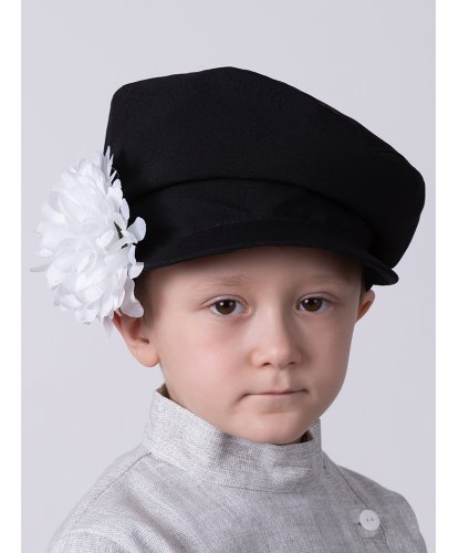 Картуз детский черный с белым цветком (Россия)