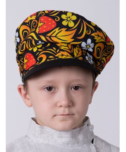 Картуз детский хохлома черный (Россия)