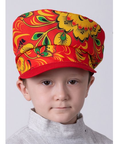 Картуз детский хохлома красный (Россия)