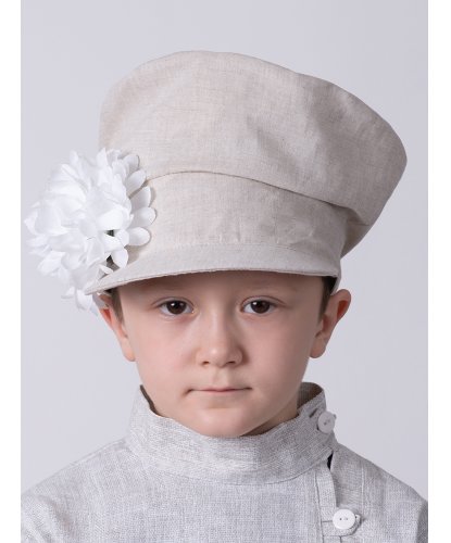 Картуз детский бежевый с белым цветком (Россия)