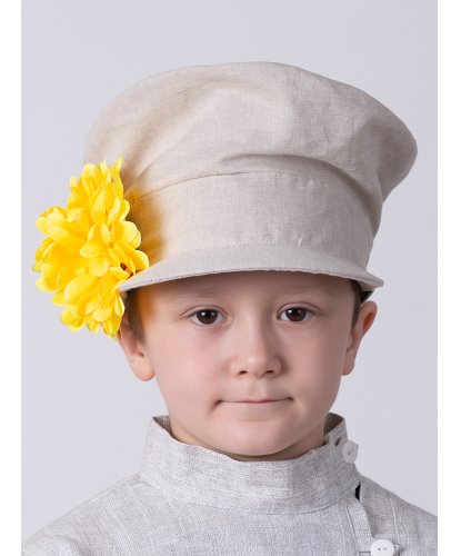 Картуз детский бежевый с желтым цветком (Россия)