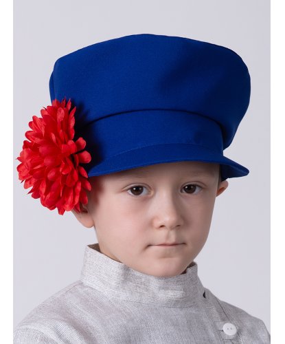 Картуз детский синий с красным цветком (Россия)