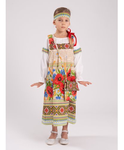 Сарафан Юленька рожь: сарафан, блузка, повязка на голову, сумка (Россия)