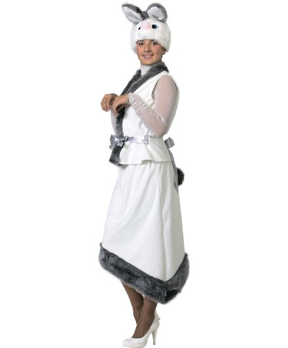 Карнавальный костюм для взрослых Зайка: Жилет, юбка, маска (Россия)