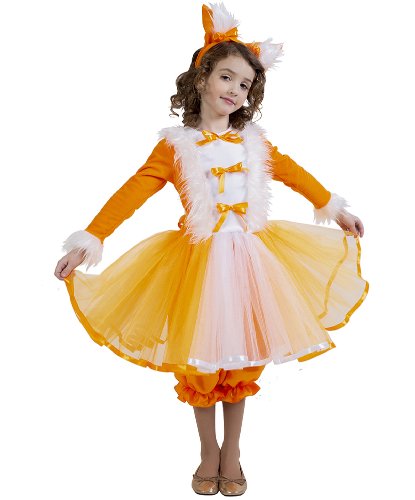 Карнавальный костюм Мисс Лиса: Платье,ушки,воротник,штанишки (Россия)
